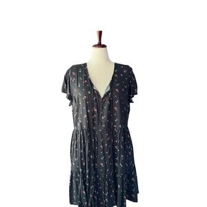 True Craft Charcoal Floral Mini Dress